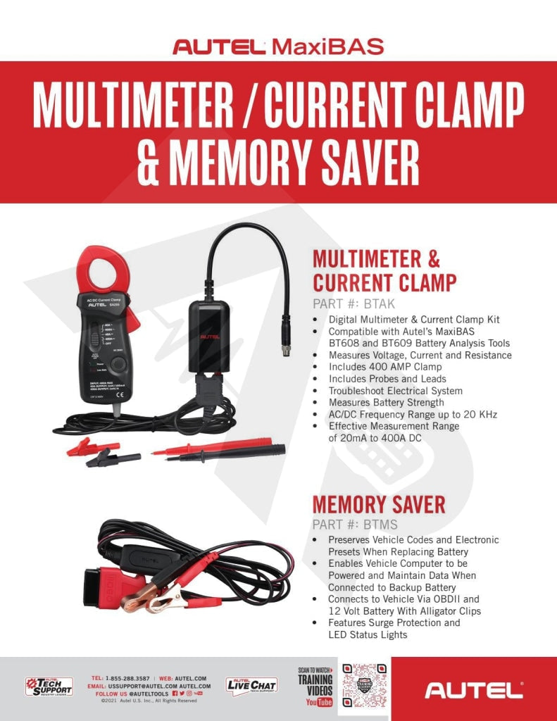Autel Maxibas Btak Battery Tester Accessory Kit - Current Clamp Probes & Leads Scan Tools