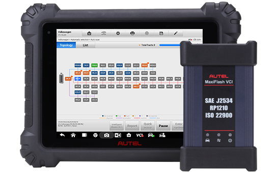 Autel MaxiSys MS909EV with TESLA Cable Sets: Electric Vehicle Diagnostic Scan Tool and J2534 Interface