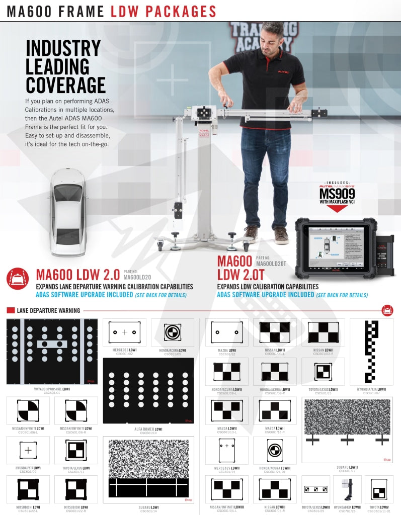 Autel Adas - Ma600 Portable Frame Ldw2.0T Mobile Lane Departure Warning All Systems With Ms909