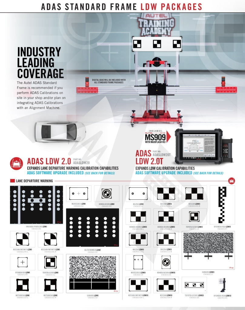 Autel Adas - Standard Frame Ldw20T Lane Departure Warning All Systems With Ms909 Tablet