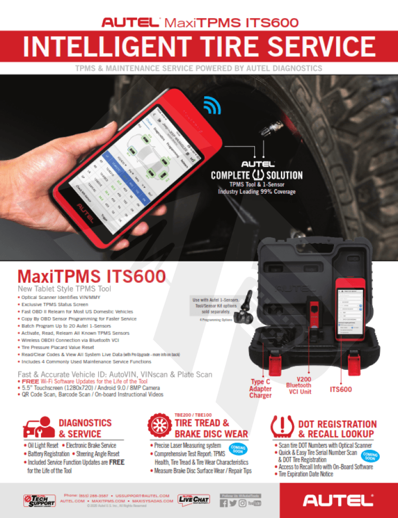 Autel Its600 Tpms Tool - Intelligent Tire Solutions With 20X Mx-Sensors