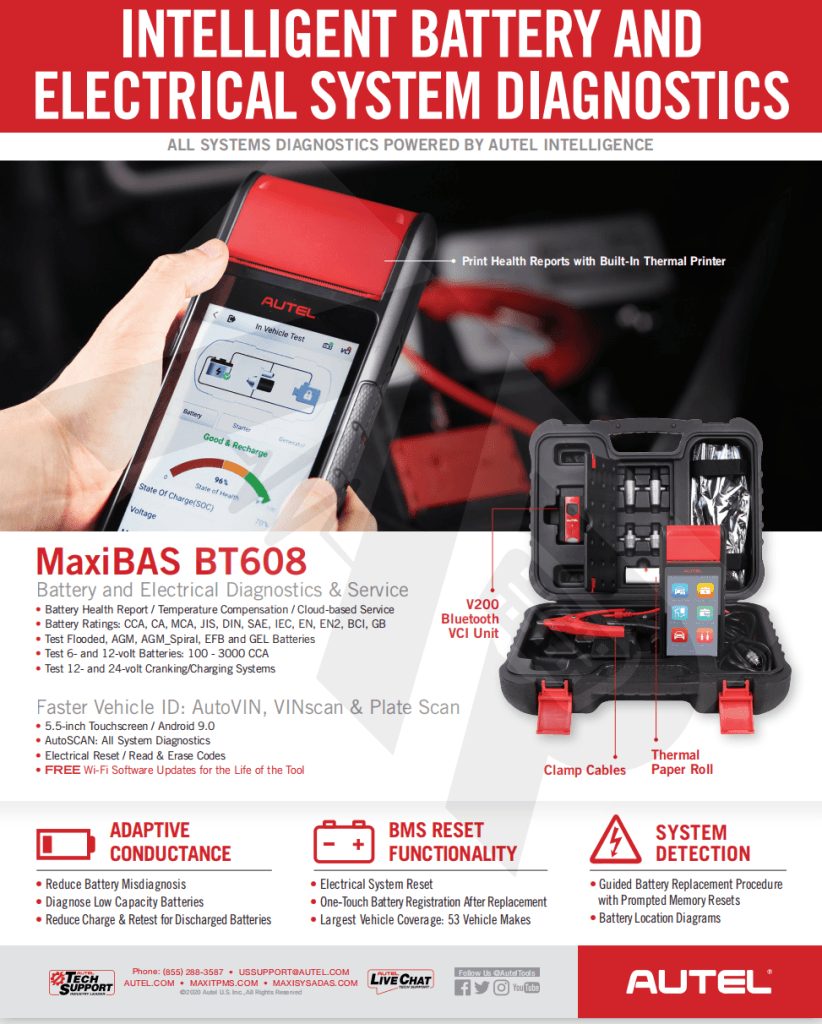 Autel Maxibas Bt608 Battery Tester Scan Tools